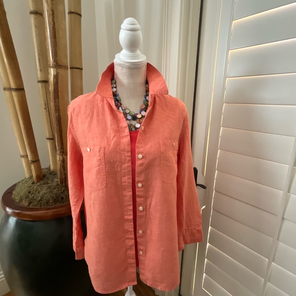 Tommy Bahama Women’ sCoral Button-Front Linen Shirt